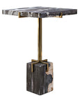Rowman - Petrified Wood Accent Table - Bronze