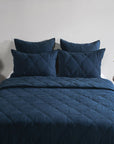 Caleb - Hand Stitched 4 Piece King Set - Midnight Blue