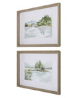 Serene - Lake Framed Prints (Set of 2) - Brown