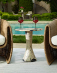 Cadas - Indoor-Outdoor Stone Side Table - Black / White