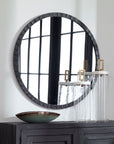 Dandridge - Round Industrial Mirror - Black