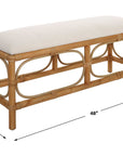 Laguna - Fabric Rattan Bench - White
