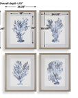 Shibori Coral - Framed Prints (Set of 4) - Light Gray