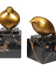 Golden Finch - Bird Figurines (Set of 2) - Black / Brass