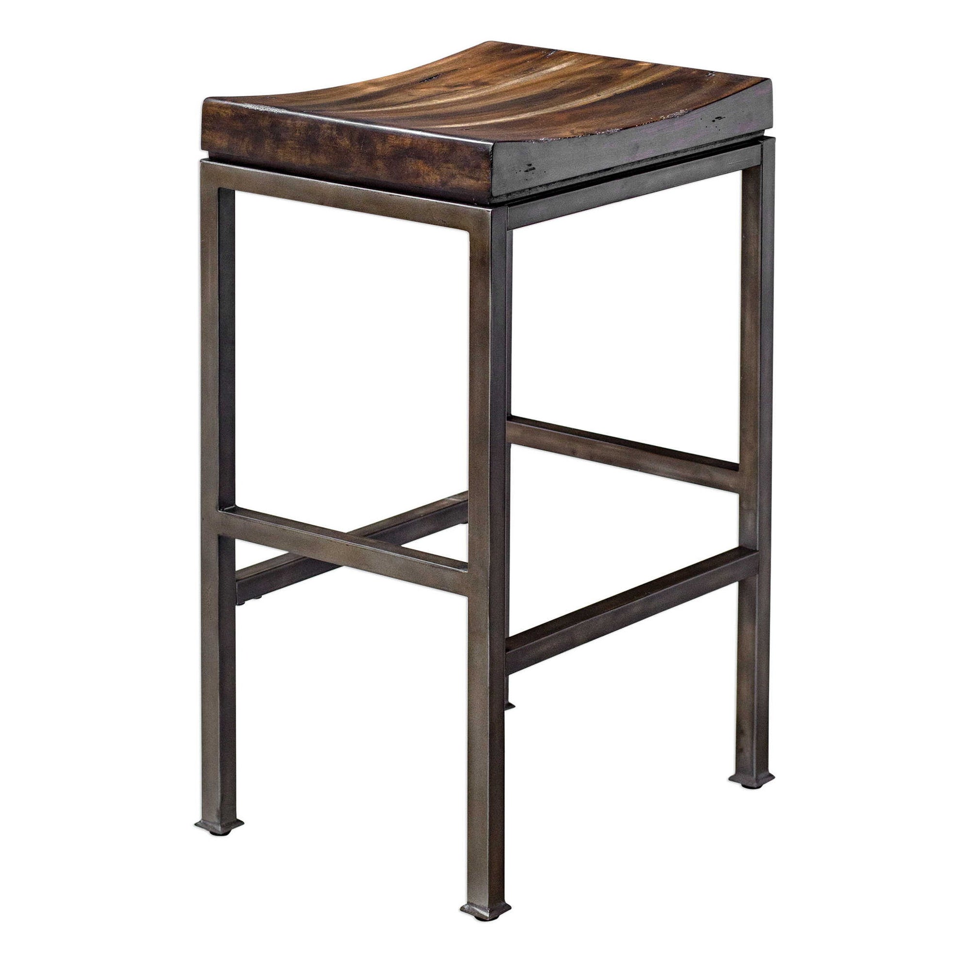 Beck - Industrial Bar Stool - Dark Brown &amp; Black