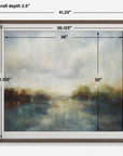 Blue Reverie - Framed Abstract Lake Print - Light Brown