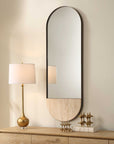 Russo - Travertine Tall Oval Mirror - Bronze / Brown / Gold