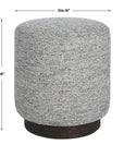 Avila - Tweed Round Ottoman - Silver