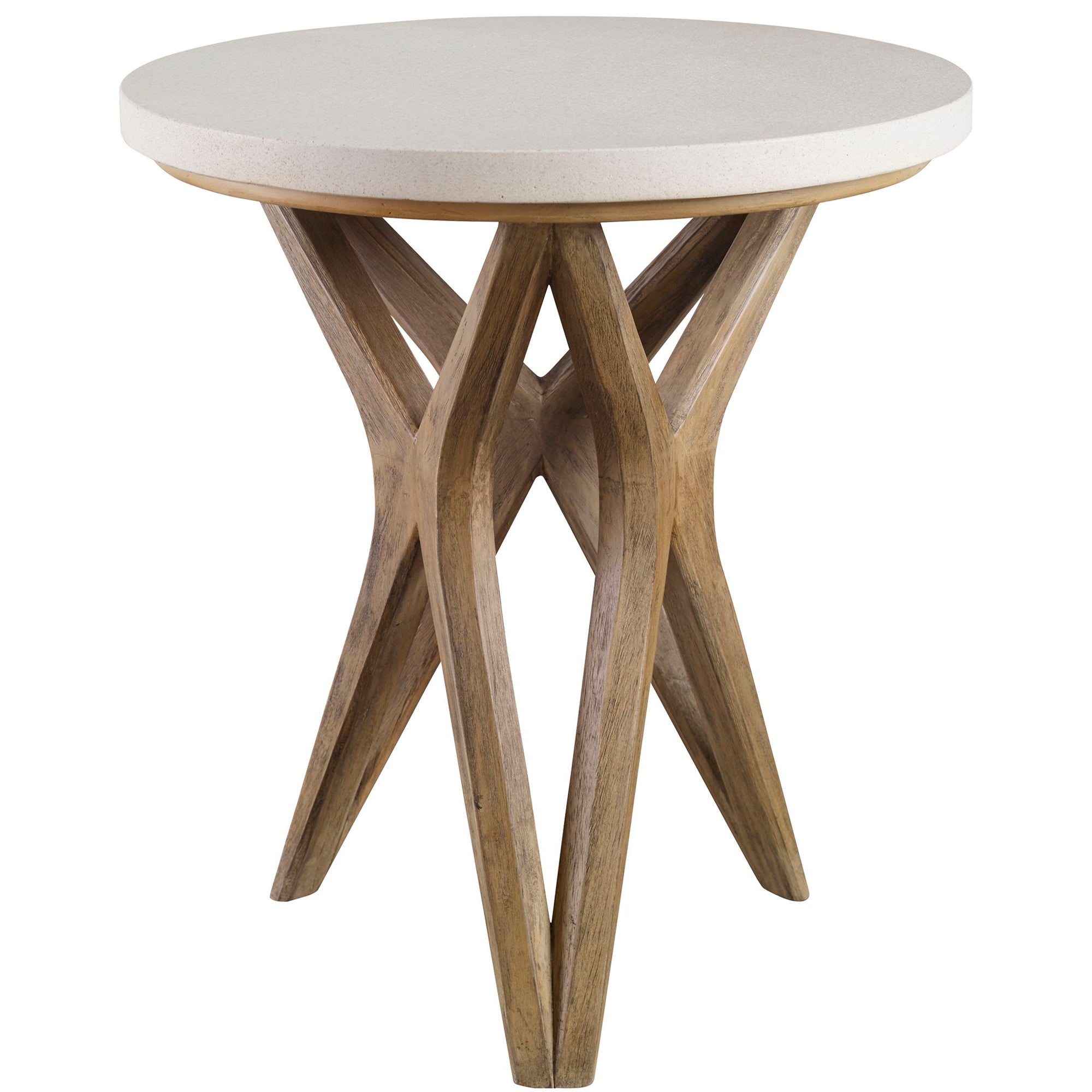 Marnie - Limestone Side Table - White &amp; Light Brown