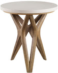 Marnie - Limestone Side Table - White & Light Brown