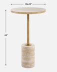 Malya - Travertine Accent Table - Beige