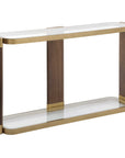 Ryles - Glass Console Table - Brass / Brown / Woodtone