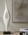 Fluid Drop - Stone Sculpture - White
