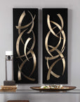 Brushstrokes - Metal Wall Art (Set of 2) - Black