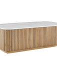 Arik - Marble Top Coffee Table - White / Woodtone
