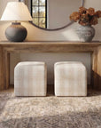 Joie - Porcelain Plaid Ottoman - White