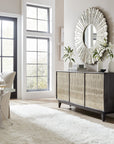 Home Accent - Shimmer 3-Door Credenza - Dark Gray / Pearl Silver