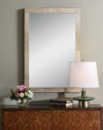 Pave - Rectangular Travertine Mirror - White