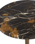 Karnes - Dark Marble Drink Table - Black / Bronze / Brown