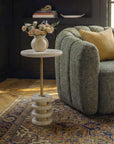 Adames - Travertine Drink Table - Brass / White