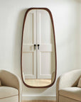 Zachari - Asymmetrical Tall Mirror - Gold / Woodtone