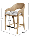 Kavali - Outdoor Wicker Counter Stool - Woodtone
