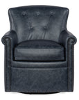 Swivel Club Leather Chair - Blue