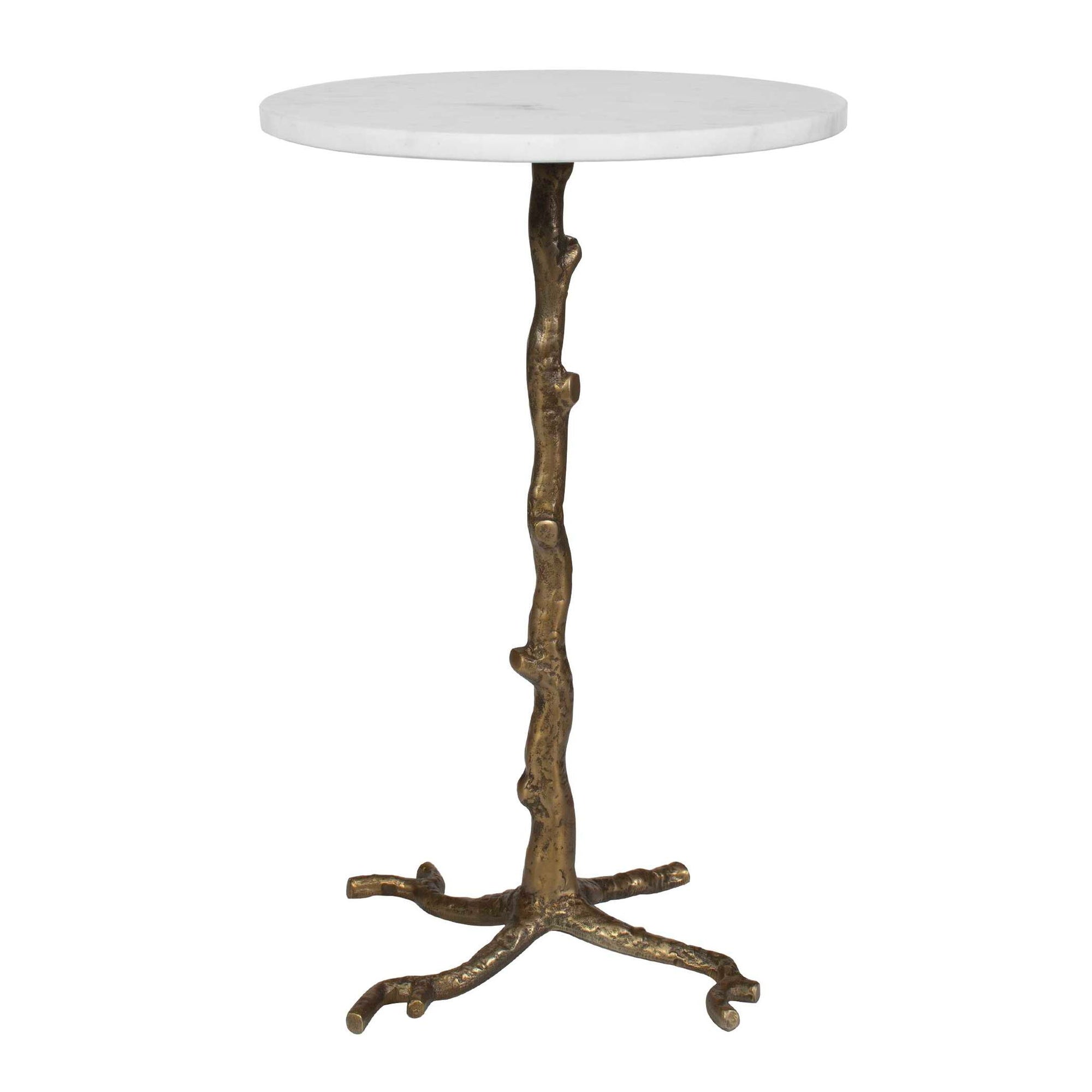 Calais - Marble Accent Table - Brass / White
