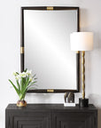 Larkin - Dark Wood & Brass Mirror - Dark Brown