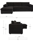 Burrow - Sleeper Sectional With Left Storage Chaise - Black