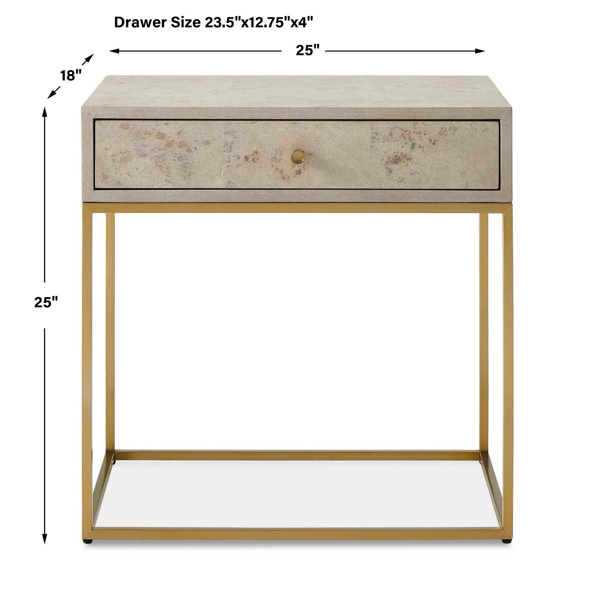 Pembrook - Side Table - Light Washed / Brass