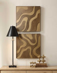 Golden Terrain - Wooden Wall Decor (Set of 2) - Brown / Gold