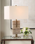 Turning - Point Travertine Table Lamp