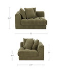 Davie - Left Arm Facing Chair - Olive Green