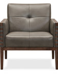 CC - Carverdale Leather Club Chair With Wood Frame