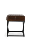 Bruno - Leather Rectangle Stool - Rustic Brown