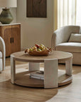 Maulet - Round Coffee Table - Off-White / Oak