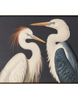 Two Cranes - Framed Painting - White