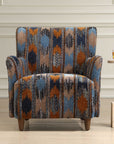 Lainey - Upholstered Ikat Armchair - Blue / Brown / Orange