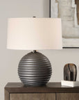 Chelsom - Ribbed Table Lamp - Gray