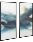 September Desert - Modern Watercolor Art (Set of 2) - Blue