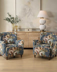 Lainey - Floral Upholstered Armchair - Blue