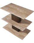 Travertini - 3 Tiered Accent Table - Bronze / Beige