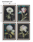 Florals On Black - Framed Prints (Set of 4) - Black