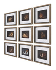 Resting Bunny - Framed Prints (Set of 9) - Dark Brown