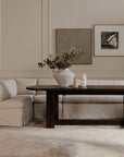 Fable - Slipcover Dining Banquette L-Shape Sectional With Slipper Chair - Beige
