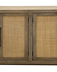 Jensen - Cane/Wood 4 Door Cabinet - Taupe