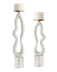 Feamelo - Ivory Stone Candleholders (Set of 2)