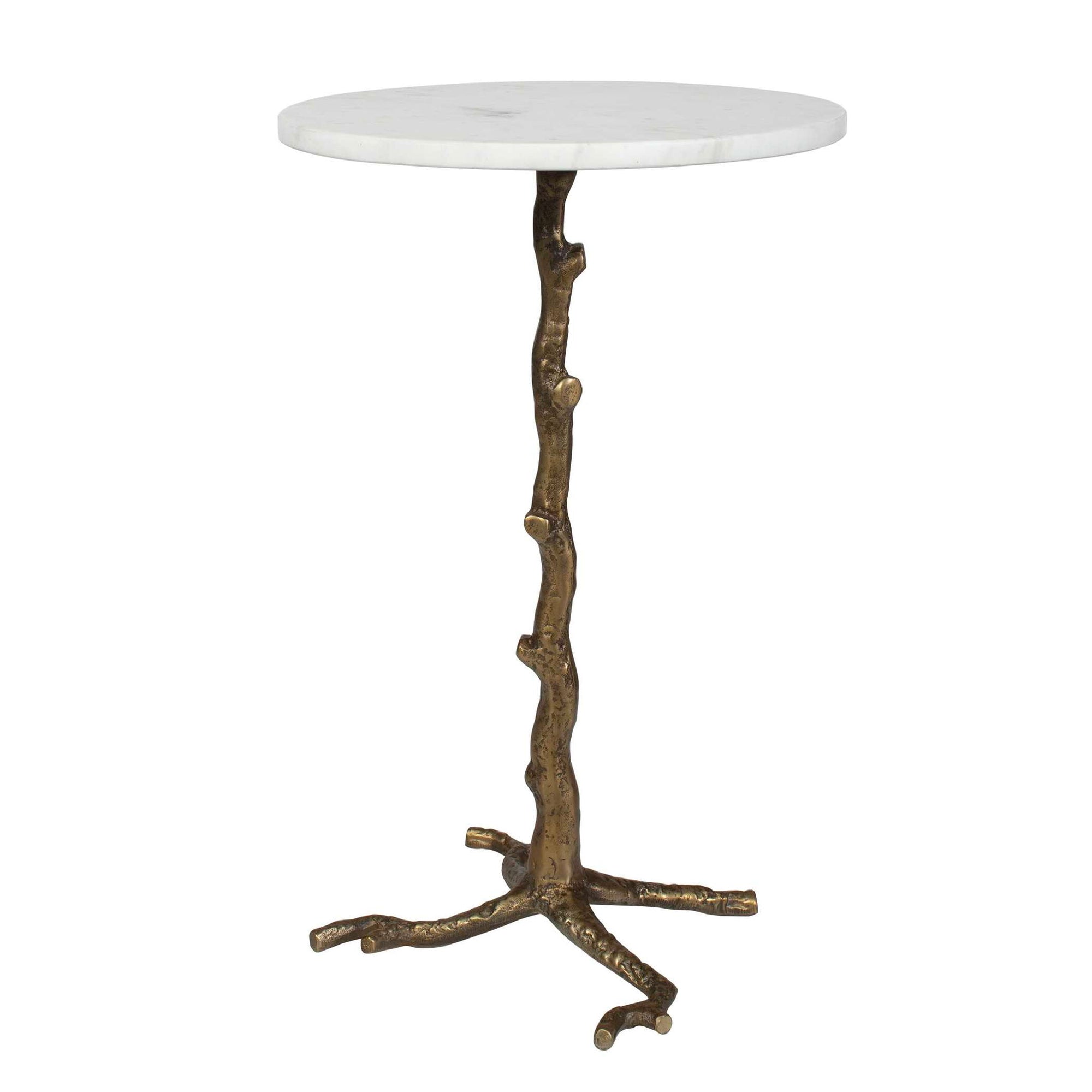 Calais - Marble Accent Table - Brass / White