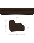 Naomi - 2 Piece Concave Modular Sectional - Dark Brown